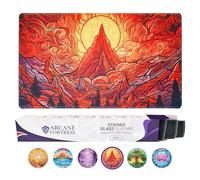 MTG Playmat de 24 x 14 pulgadas - Tapete de juego Magic The Gathering con arte original hecho a mano, tapete antideslizante TCG con parte inferior de goma y bordes cosidos, tapete de cartas enrollable