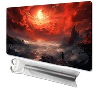 MTG Playmat Tamaño 24 x 14 pulgadas, bolsas de almacenamiento gratuitas con respaldo antideslizante, ideal para entusiastas de juegos de cartas TCG (no con zona, noche sangrienta)