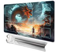 MTG Playmat Tamaño 24 x 14 pulgadas, bolsas de almacenamiento gratuitas, impresión antideslizante, ideal para entusiastas de juegos de cartas TCG (con zona, un espadachín)