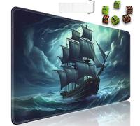 MTG - Tapete de juego + bolsa de viaje con cordón + 6 contadores de dados, para juegos de cartas coleccionables de mesa o alfombrilla de mouse grande, goma antideslizante de 24 x 14 pulgadas, tapete