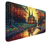 MTG - Tapete de juego con bordes cosidos, diseño de bosque TCG, antideslizante, superficie lisa, base de goma, alfombrilla para mouse de 24 x 14 pulgadas para juegos de cartas coleccionables con