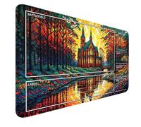 MTG - Tapete de juego con bordes cosidos, diseño de bosque TCG, antideslizante, superficie lisa, base de goma, alfombrilla para mouse de 24 x 14 pulgadas para juegos de cartas coleccionables con