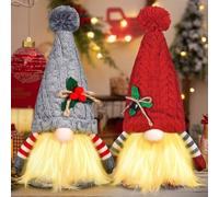 MTINRNI 2 Piezas Gnomos Navideños,Gnomo LED de Navidad,Gnomo NavideñO Iluminado Papá Noel,Gnomos de Peluche,Adorno De Mesa Navideño,Navidad Decoración Niños Regalo.