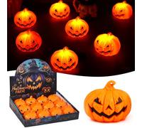 MTINRNI Luz de Vela de Calabaza de Halloween, Paquete de 12 Velas LED, Velas de té de Calabaza, Velas Decorativas, Velas sin Llama, Velas electrónicas, para decoración de Fiesta de Halloween
