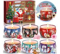 MTINRNI Velas Perfumadas,6 pcs Cera de Soja 100% Natural,Velas Aromaticas Perfumadas Navideñas Juego de regalo,Aliviar el Estrés,para Yoga,Baño,Dormitorio,Boda Navidad Cumpleaños Día de San Valentín.