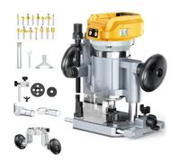 MtiolHig Router compacto inalámbrico compatible con batería DeWalt de 20 V (solo herramienta), base fija y de inmersión, base fija de enrutador de doble mango para carpintería, ranurado, recorte y