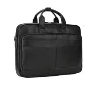 MTKSFDC Bandolera Piel Hombre Maletín de Piel auténtica for Hombre, Estilo Vintage, de 16 Pulgadas, for portátil, de Negocios, Grande, de Piel de Vaca, Tipo Mensajero(Black-44cm Big)