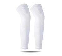 MTKSFDC Calcetines CompresióN Hombre 1 par de calcetines de fútbol for adultos, rodilleras deportivas transpirables, cubrepiernas y leggings de fútbol por encima de la rodilla.(White)