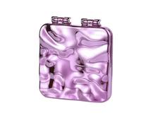 MTKSFDC Espejo Maquillaje Foldable Plating Makeup Mirror Mini Square Vanity Portable Hand Double-Sided Compact Pocket Mirror(Purple)