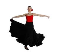 MTKSFDC Falda Flamenca Mujer Faldas largas de Flamenco Profesionales for Mujer, Traje de Baile Flamenco Rojo y Negro, Vestido de Flamenco español(Black Skirt,L)