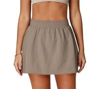 MTKSFDC Falda Tenis Mujer Falda Corta Deportiva de Cintura Alta de Verano for Mujer, Pantalones Cortos Forrados for Fitness, Yoga, Deporte, Secado rápido, for Correr, Golf y Tenis.(Warm Gray Brown,L)