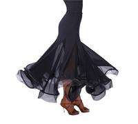 MTKSFDC Faldas Mujer Falda Flamenca for Mujer, de Moda, Plisada, for Baile de salón, vals, Larga, con Retazos(Black,L)
