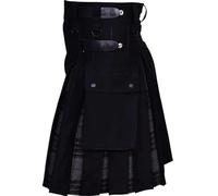 MTKSFDC Kilt escocés Kilts utilitarios Escoceses híbridos de algodón y tartán Negros, de Talla Grande, con Correas de Cuero for Hombre(Gray,4XL)