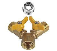 Mtlavichness G1/2 latón jardín riego 2 vías doble grifo manguera adaptador grifo conector dividir uno en dos para el hogar o uso industrial apto para conexión de diámetro