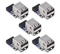 MTLAVISH 5 PPCS USB20 Conector de placa base 9PIN 10PIN encabezado a 2 USB20 A Adaptador de puerto Tipo A Transmisión de señal de alta velocidad sin pérdidas Estándar Color negro (Escribe)