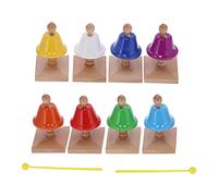 MTLAVISHESS 8pcs Coloridos Campanas de Mano de Metal con Base de Madera 8 Nota Instrumento de percusión para niños Herramienta de enseñanza en el Aula de educación Musical temprano