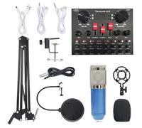 MTLAVISHIS La Tarjeta de Sonido en Vivo Multi Funcional BM800 Micrófono Conjunto de micrófono con Alta sensibilidad para capturar matices sutiles y Crear Audio Adecuado para (Azul y Plata)