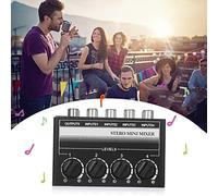 MTLAVISHIS Mini Stereo 4 canales Mezclador de audio Passive Portable 1 en 4 Control de volumen No se requiere potencia para DJ Party Studio Home Entertainment System
