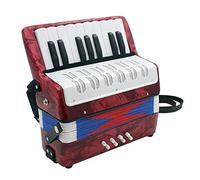 MtlaVIshishy Mini 17 Key 8 Bass Accordion Educational Musical Instrument Juguete ideal para niños para principiantes como un folleto exquisito de sonido ajustable e instrucciones (Red)