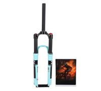 Mtlavishness 27.5 Inch Mountain Bike Air Suspension Fork with Lockout Function Magnesium Alloy Construction Premium Bicycle Shock Absorber Front Fork for Off Road Trails Cyan