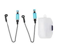 Mtlavishness 2PCS Percha de Alarma de Pesca ABS Acero Inoxidable Pescado Cebo Alarma Indicador de Mordedura con Alta Sensibilidad y Baja Visibilidad de Luz Cadena de Pesca de (Azul)