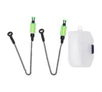 Mtlavishness 2PCS Percha de Alarma de Pesca ABS Acero Inoxidable Pescado Cebo Alarma Indicador de Mordedura con Alta Sensibilidad y Baja Visibilidad de Luz Cadena de Pesca de (Verde)