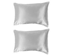 Mtlavishness 2pcs Satin Pillowcase Soft Comfortable Pillow Cover For A Good Night Sleep with Envelope Sealed Design 75 X 150D Size (Silver)