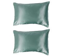Mtlavishness 2pcs Satin Pillowcase Soft Comfortable Pillow Cover For A Good Night Sleep with Envelope Sealed Design 75 X 150D Size (Green)