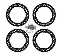 Mtlavishness 4 anillos de bloqueo exterior de rueda de 1,9 pulgadas, aleación de aluminio, anillos de bloqueo de rueda de repuesto para coche 1 10 RC, plata, construcción (negro)