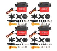 Mtlavishness 4 Juegos Servo Motor 20 kg Engranaje de Metal Servo Motor RC de Alto Torque con Ángulo de Control de 270 ° Brazo de Dirección 25T Servo Digital Impermeable para Robot