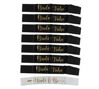 Mtlavishness 8 Piezas Fajín de Novia y Dama de Honor Letras Doradas Material Hipoalergénico Conjunto de Fajín de Novia para Bodas para Fiestas de Boda Conjunto de Fajín de Novia (negro blanco)