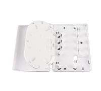 Mtlavishness Caja de distribución de fibra FTTH de 4 núcleos Divisor óptico Mini universal para SC FC, material ABS a prueba de impactos con diseño de placa abatible para colgar