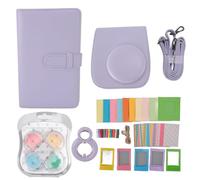 Mtlavishness Capa de cámara instantánea Case de protección PU Bolso de Cuero con Marcos de Fotos Álbum Strap Strap Selfie Mirror Filters Pegatinas para Mini 12 Accesorios de Viaje portátiles (Lila)