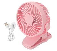 Mtlavishness Clip On Fan ABS 720 Grados 3 Engranajes Silencioso USB Mini Ventilador con Batería para Escritorio Oficina Dormitorio (Rosa)