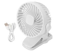 Mtlavishness Clip On Fan ABS 720 Grados 3 Engranajes Silencioso USB Mini Ventilador con Batería para Escritorio Oficina Dormitorio (Blanca)