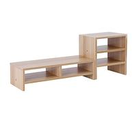 Mtlavishness Computadora Portátil Monitor Riser Stand Escritorio Organizador De Almacenamiento De Madera Estante De 3 Capas (Nogal Claro)