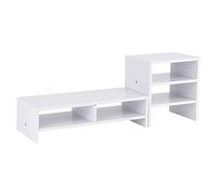 Mtlavishness Computadora Portátil Monitor Riser Stand Escritorio Organizador De Almacenamiento De Madera Estante De 3 Capas (Blanco)