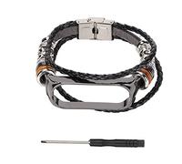 Mtlavishness Correa de cuero retro reloj inteligente Mi Band 6 y Mi Band 5 NFC, delicadamente diseñada para embellecer tu reloj, agradable para la piel, cómoda y elegante (Negro)