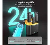 Mtlavishness de micrófono inalámbrico Calidad de Sonido Superior Grabación de Doble Canal Tiempo de Funcionamiento prolongado Amplio Rango de Trabajo Compatibilidad Universal (Negro)