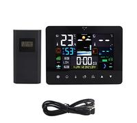 Mtlavishness Estación meteorológica digital con pantalla táctil colorida, termómetro inalámbrico para interiores y exteriores con despertador y función de fase lunar para uso en