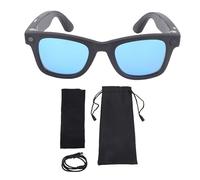 Mtlavishness Gafas inteligentes con cámara HD de 8MP Traducción Bluetooth e IA Comunicación multilingüe en tiempo real Control de voz Llamadas Estabilización de imagen para viajes (Azul)