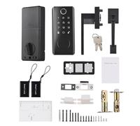 Mtlavishness Huella Dactilar para Puerta De Entrada Cerradura Electrónica de Entrada Sin Llave con Juego de Manija Teclado con Teclas Control de Aplicación BT Cerradura 8 pulgadas