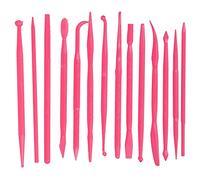 Mtlavishness Juego de 14 piezas de herramientas de modelado de arcilla para manualidades de plástico para dar forma y esculpir decoración en relieve de pasteles, color rosa (Rosa roja)