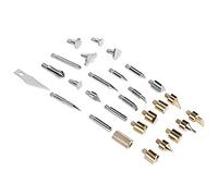 Mtlavishness Juego de puntas para bolígrafos para quemar leña, kit de herramientas para manualidades de pirografía 28 en 1 con plantillas de puntas de metal de alta calidad para