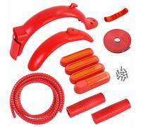 Mtlavishness Kit de guardabarros delantero y trasero para scooter eléctrico con cubiertas laterales, cubierta de freno de mano, tira anticolisión, juego de accesorios esenciales (Roja)