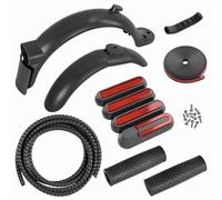 Mtlavishness Kit de guardabarros delantero y trasero para scooter eléctrico con cubiertas laterales, cubierta de freno de mano, tira anticolisión, juego de accesorios esenciales (Negra)