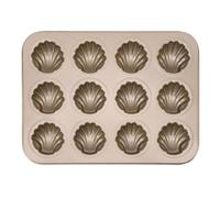 Mtlavishness Molde para hornear con forma de concha de 12 cavidades Bandeja para galletas antiadherente de acero al carbono con revestimiento premium para una liberación sin