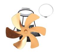 Mtlavishness-montaje en pared con imán de 6 aspas, estufa de calor con ventilador, tubo, ventilador para hogar, instalación magnética para quemadores de leña (Oro)