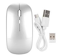 Mtlavishness MTLAVISHE Ergonómico inalámbrico Ratón silencioso Recargable 2.4G con Receptor USB Plateado para portátiles de PC Material de tabletas de 1200 ppi Alta precisión hasta 5 Millones (Plata)