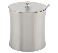 Mtlavishness Olla de condimento de acero inoxidable premium con tapa hermética y cuchara para azúcar, sal, pimienta, 400 ml de capacidad, tarro de almacenamiento de cocina con